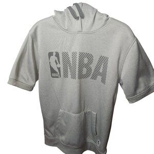 NBA Gray Short-Sleeve Hoodie Sweatshirt With Front Pocket For Men